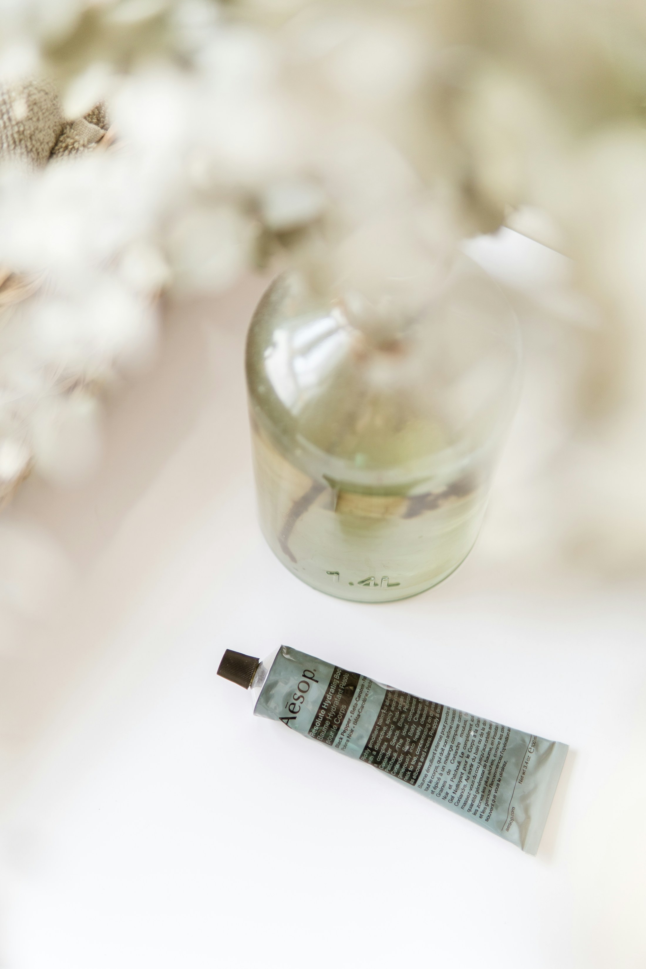 Real Aesop skincare product photographed in soft daylight